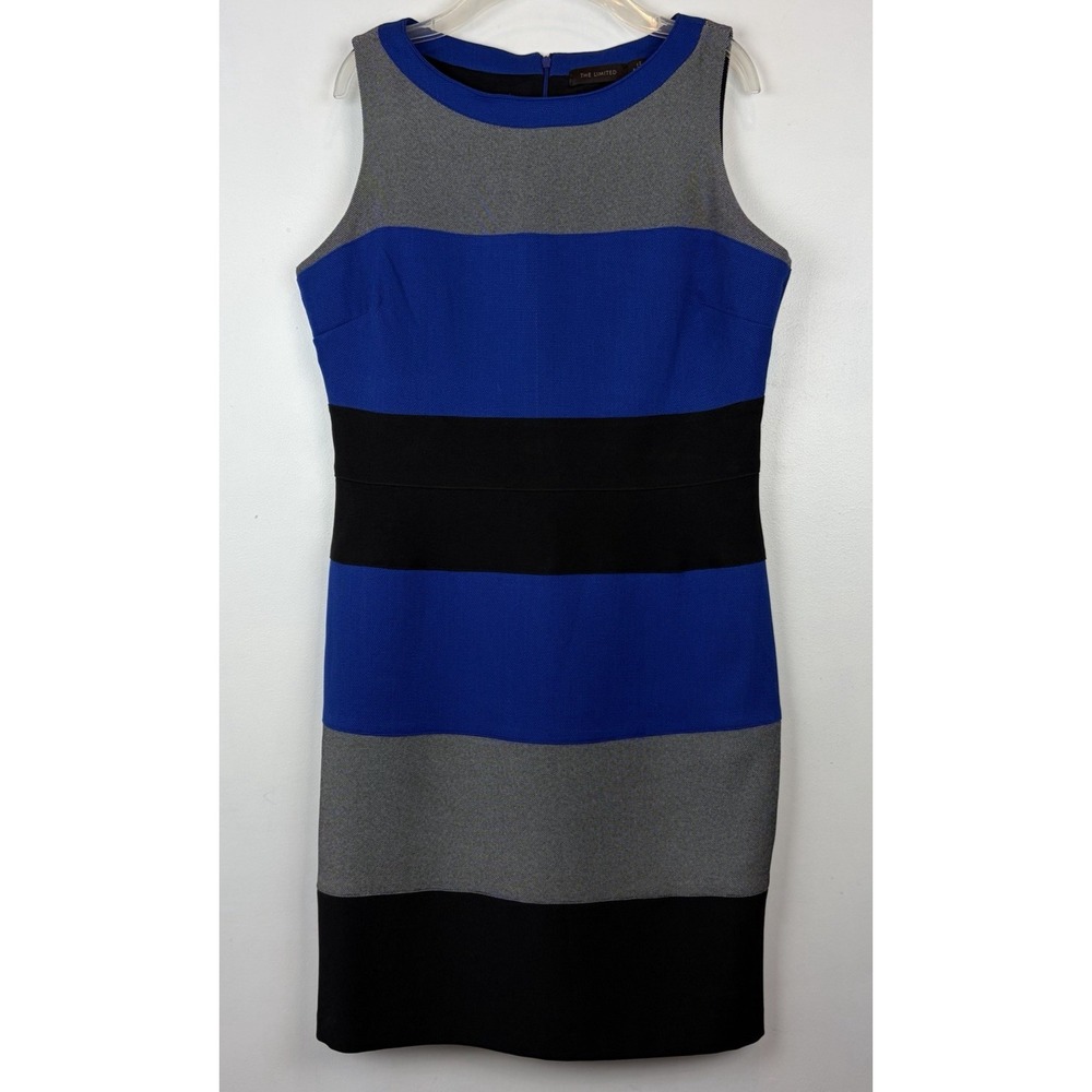 The Limited Dress Womens 6 Sleeveless Cloro Block Blue Gray Office Career Read